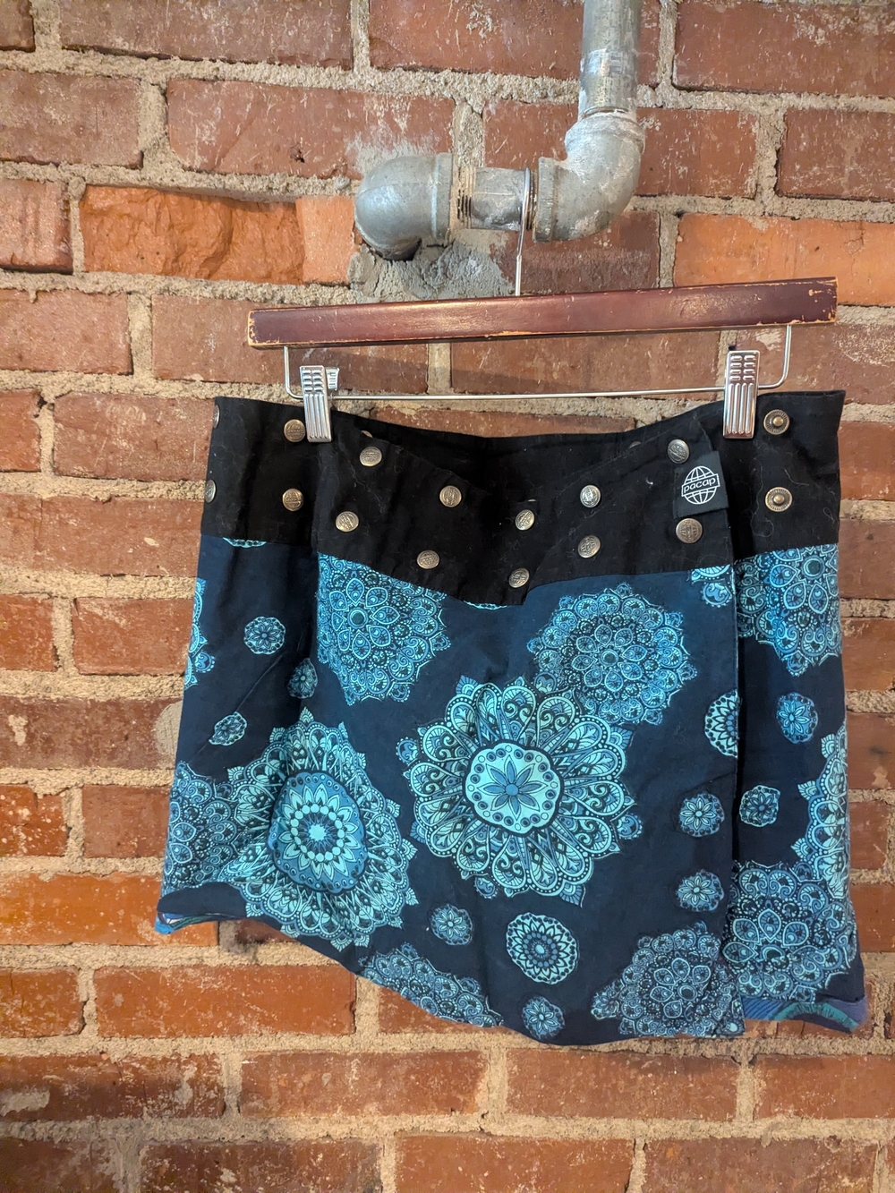 Blue Medallion Mini Skirt with Studded Waist - Unknown Brand